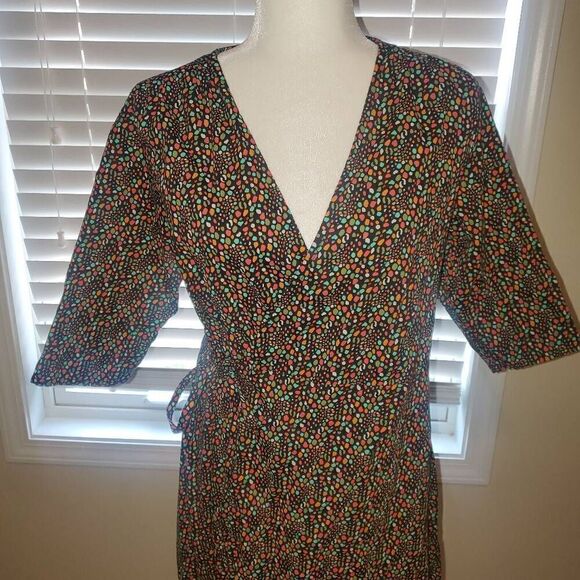 Mata Traders Multicolor Pebble Wrap 100% Cotton Dress- Size Large - Picture 3 of 11